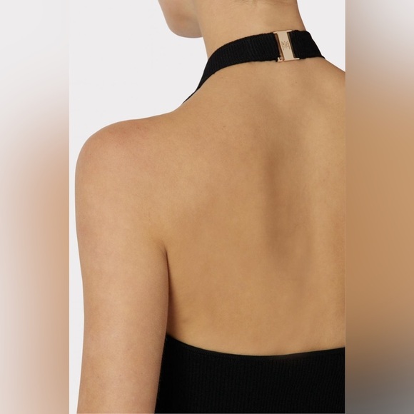 MILLY Metal Neck Trim Halter Top Black Size M - Picture 4 of 6